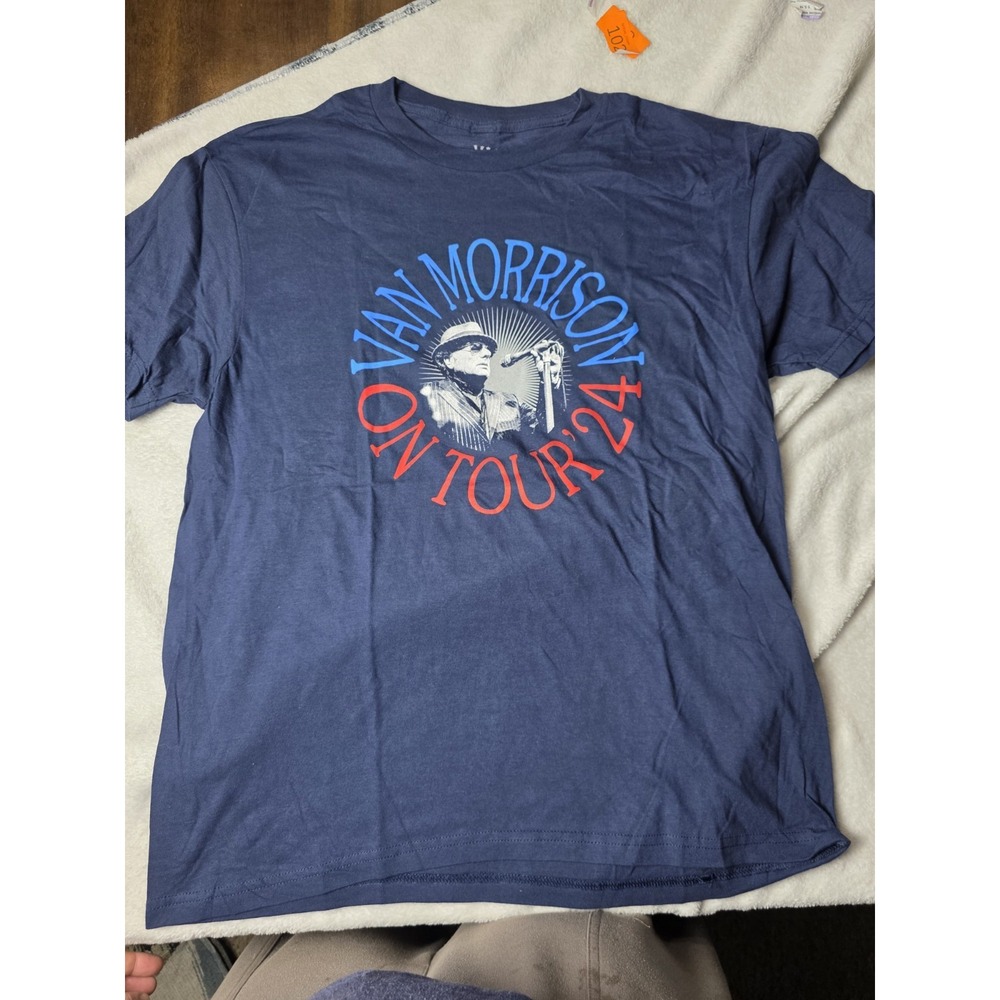 Van Morrison On Tour 24 T Shirt Large Navy Blue Concert Tour Tee NEW NWOT